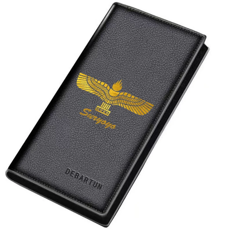 Golden wings fire shape stars logo Men's Long Wallets Business Stylish Printing Design Casual Use Christmas Valentine's Father's
