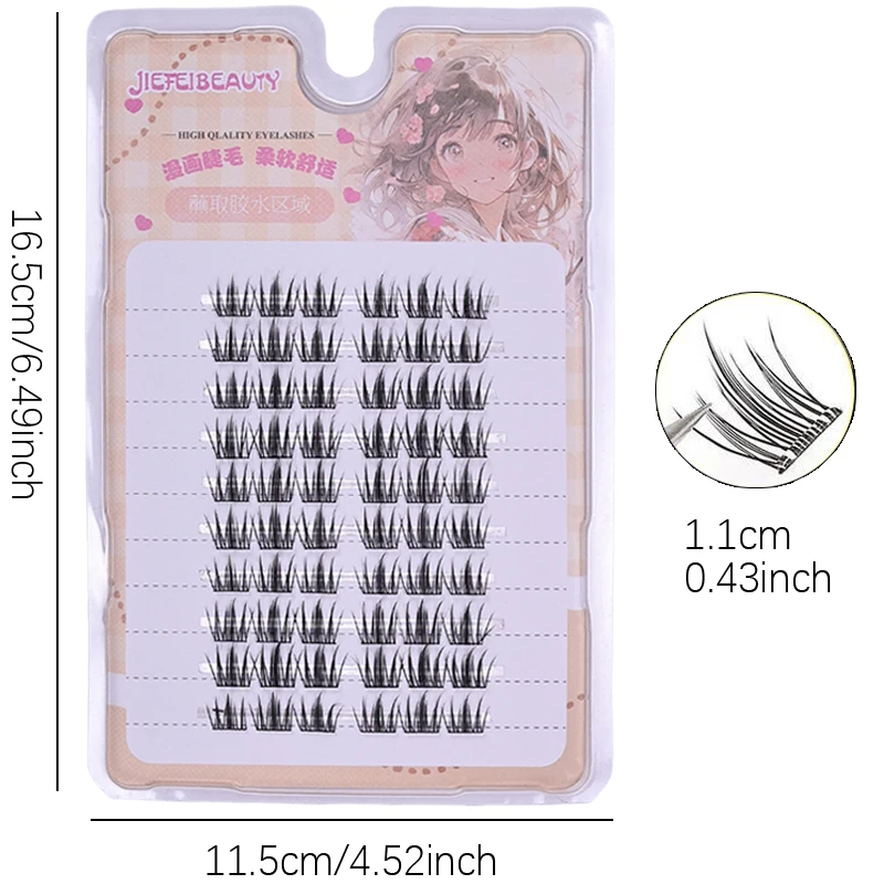 애니메이션 만화 스타일 분할 속눈썹 - 스트립 10개/박스 6개 클러스터 각각 |   DIY 클러스터 인조 속눈썹 자연스러운 모습