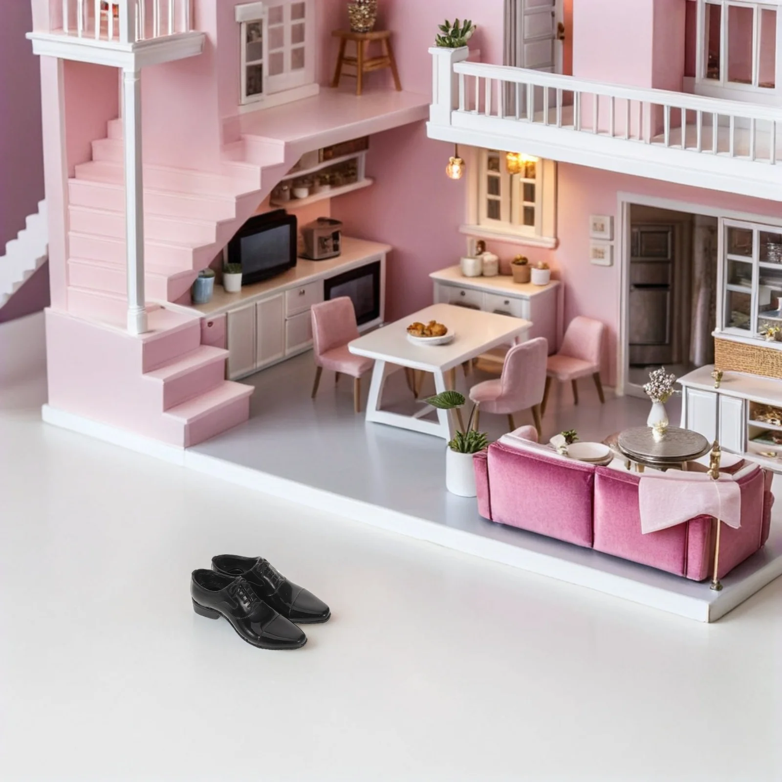 1 Para Czarnych Plastikowych Butów dla Figurki Akcji 12 Cali, Skala 1/6, Obuwie dla Męskiego Żołnierza, Miniaturowe Akcesoria do Figurek, Akcesoria do Zabawek