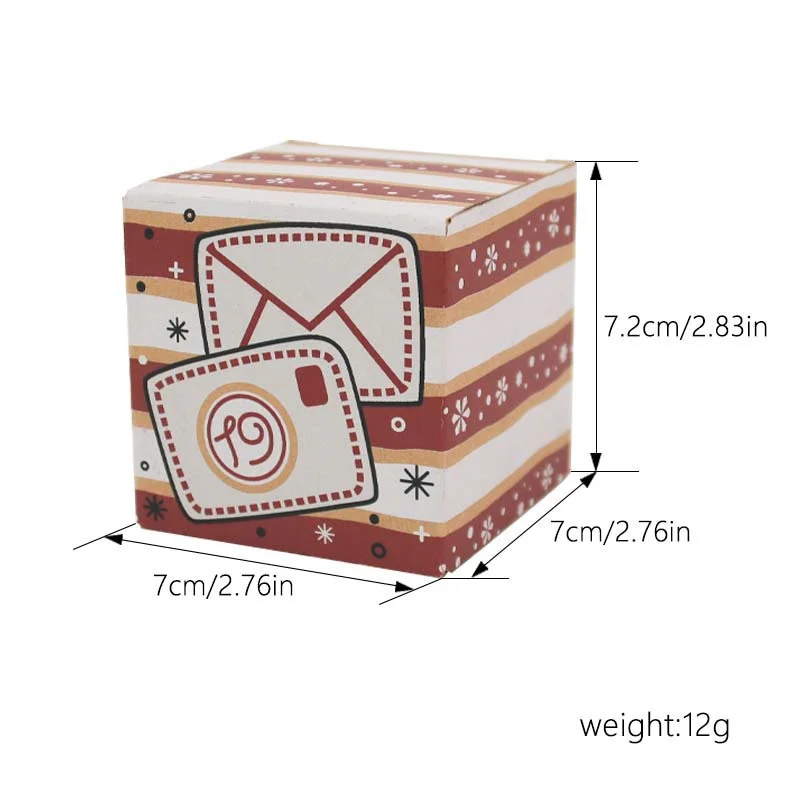 24PCS Christmas Advent Calendar Candy Box Santa Countdown Kraft Paper Gift Box 24 Digits Christmas Gift Packaging Paper Box