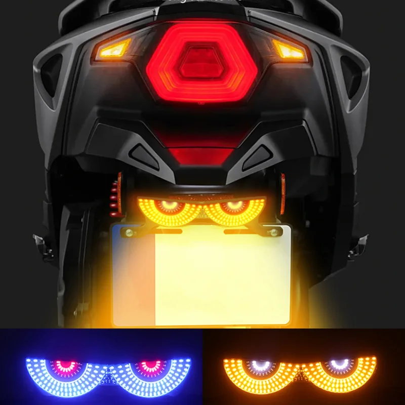 

Motorcycle LED License Plate Decorative Lights Snake Eye Rear Tail Light Strobe Flashing Electric Motorcycle Modified 2025 New