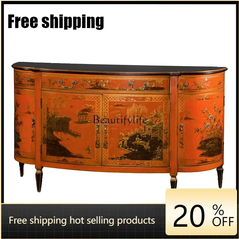

X4 European and American retro painted entrance cabinet New Chinese dining side Highend foyer decorative cabinet