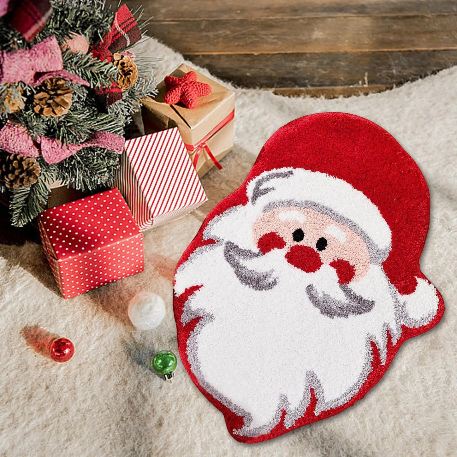 Santa Claus Rug Comfortable Sturdy Soft for Christmas Decor Gifts Floor Mat