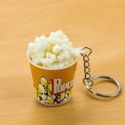 Creative Emulation Barrel PVC Popcorn Keychain Key Ring Holder Bag Decor Leisurely Advertising Student Man Woman Jewelry Gift