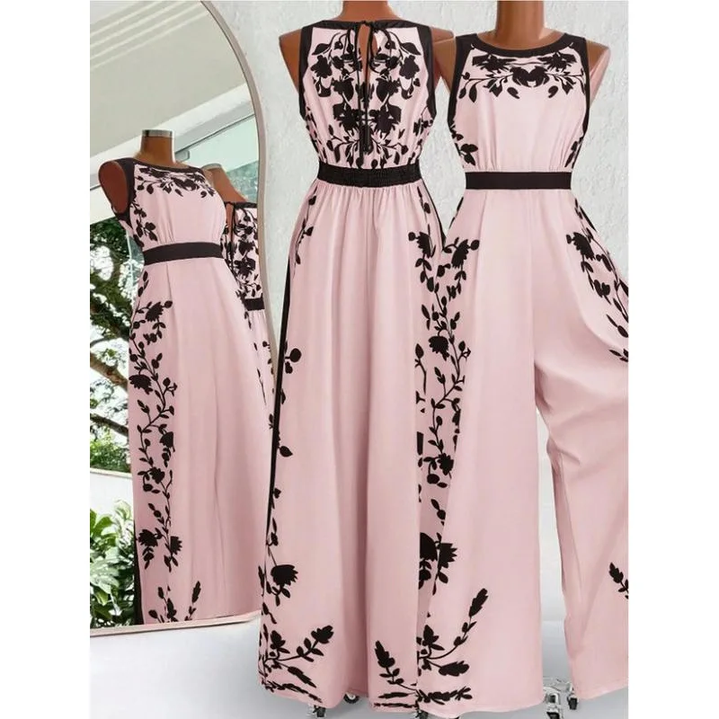 

Floral Print Lace up Jumpsuit Low Waist Short Pants Women's One-Piece Suit Cross-Border Fashion Spring Collection 100% Fabric