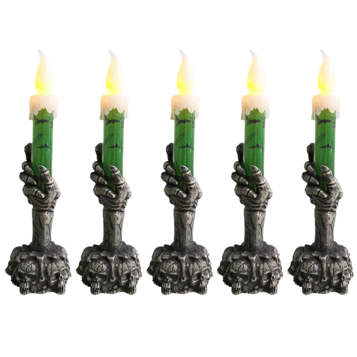 Halloween LED Light Skeleton Ghost Handheld Candle Light Home Table Decoration Home Decor Green