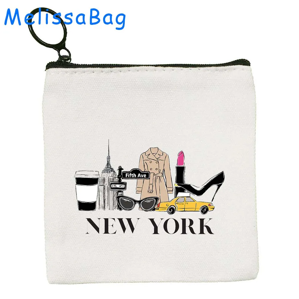 Divertente statua della libertà New York City Gift Skyline Apple NYC Subway Canvas Coin Purse Key Storage Bag Card Case Bag Zipper Pouch