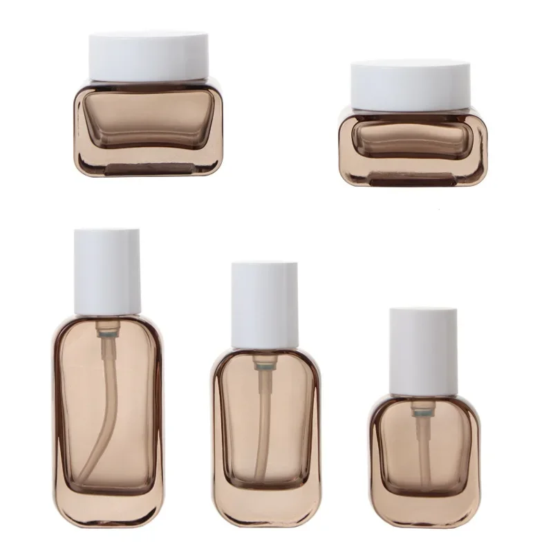 ‌ 1 Stuks 30 Ml/50/100 Ml Cosmetische Lotion Fles Lege Glazen Gezichtscrème Pot, hervulbare Gezichtsmasker Container Voor Huidverzorging Verpakking