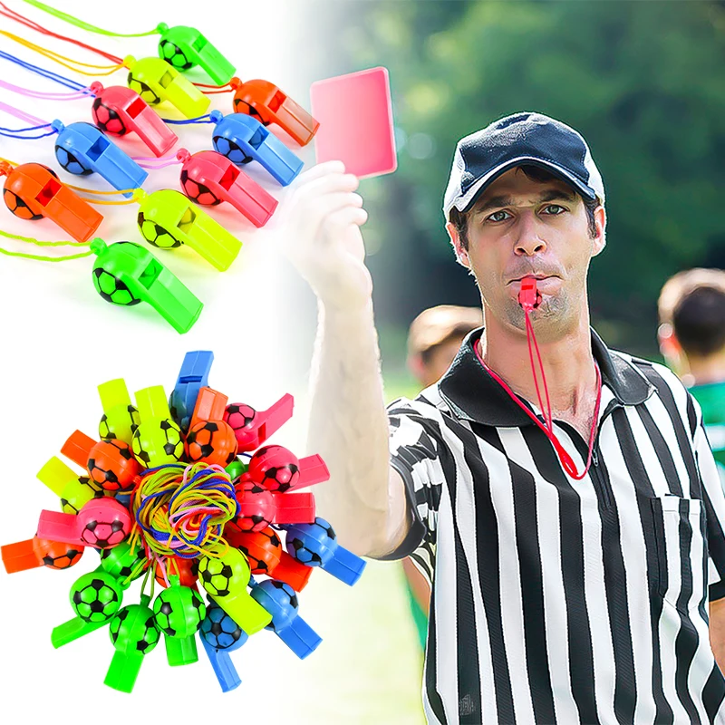 

10pcs Plastic Sports Fans Referee Whistles Football Soccer Basketball Game Cheerleading Whistle Kids Birthday Party Toys Gifts