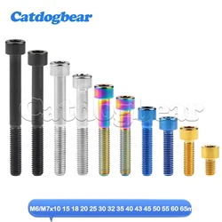 Catdogbear Titanium Bolt M6/M7x10 15 18 20 25 30 32 35 40 43 45 50 55 60 65mm Allen Hex Head Screw for Bike Fasteners