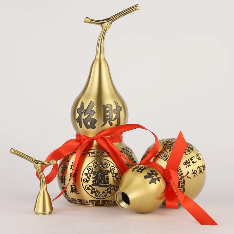 Treasures Trigrams Fortune and Prosperity Lid Gourd Open Mouth Brass Eight Directions Wealth