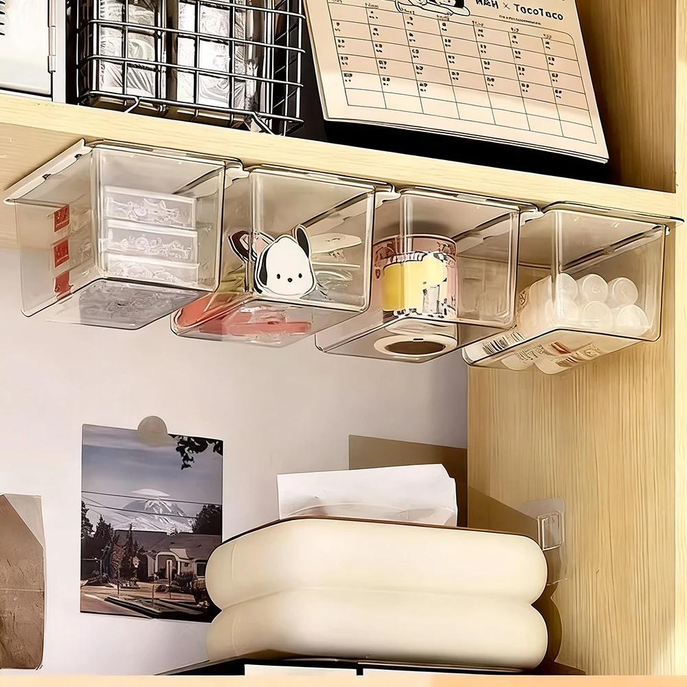 خزانة صغيرة معلقة درج صندوق تخزين ل تحت خزانة حمام مكتب ذاتية اللصق المنظم صندوق مخزن للمكياج الحاويات
