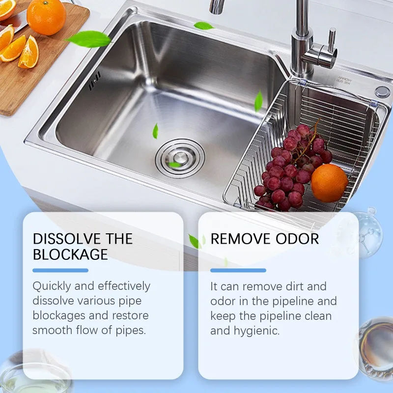 Drain Pipe Unclogging & Cleaning Powder, Decontaminating and Fragrance-Retaining Cleaner for Kitchen and Bathroom Drainage Pipes view 3