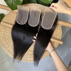 SWANEE Straight Hair 4x6 Transparent Invisible Lace Frontal Closure Indian Hair Pre Plucked 100% Human Hair Lace Frontal Closure