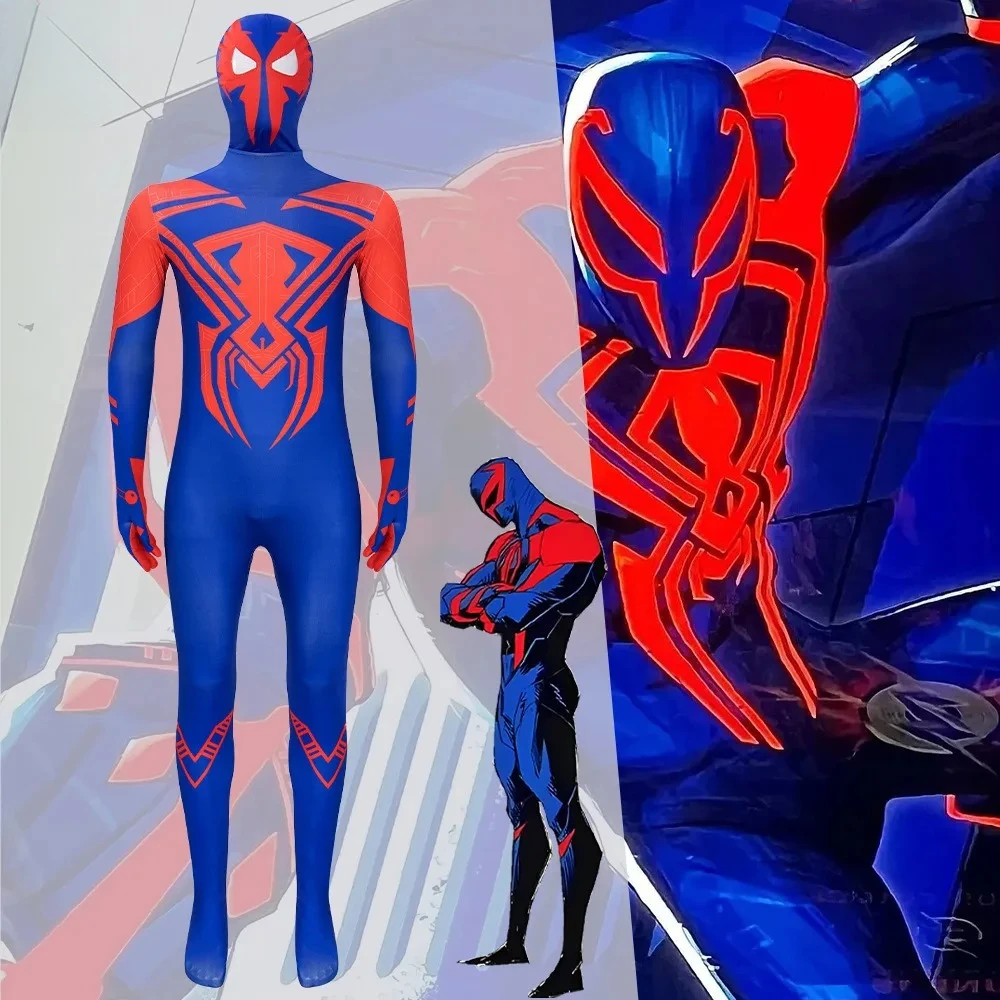 

Spider-Man Across The Spider-Verse Miguel O'Hara Cosplay Suit, Red Blue Bodysuit for Kids & Adults