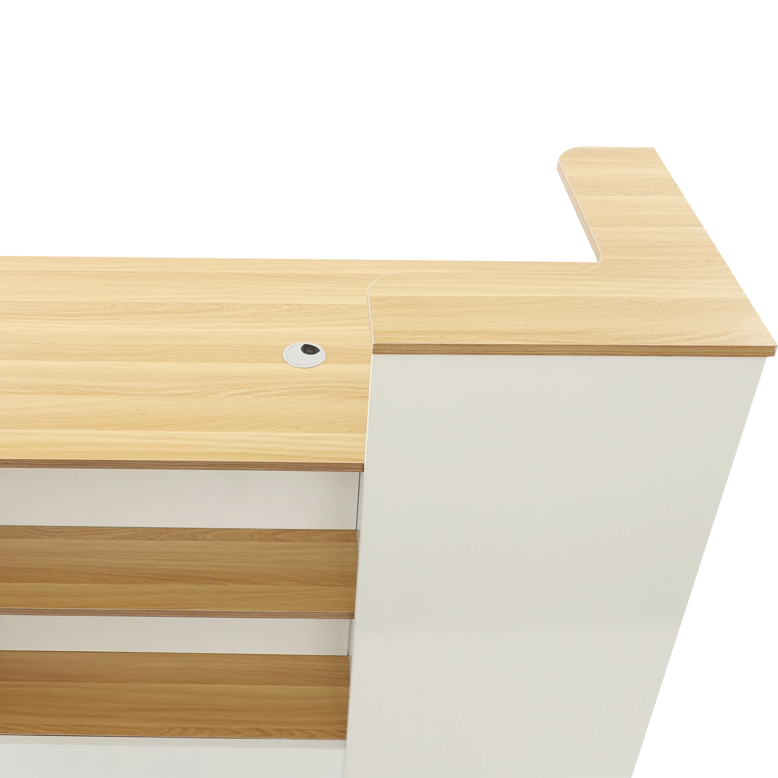 Modern Reception Desk with Lockable Drawer Floorstanding with 2 Lights