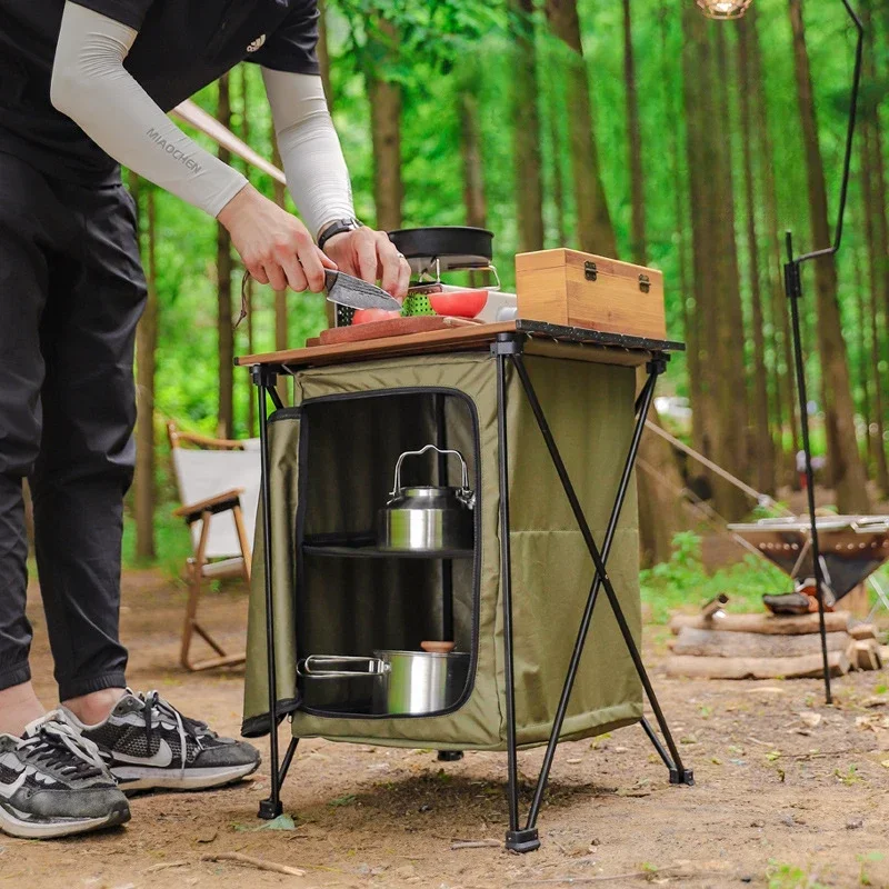 

Outdoor camping, folding storage cabinet, camping portable, multifunctional aluminum alloy dual-purpose table cabinet