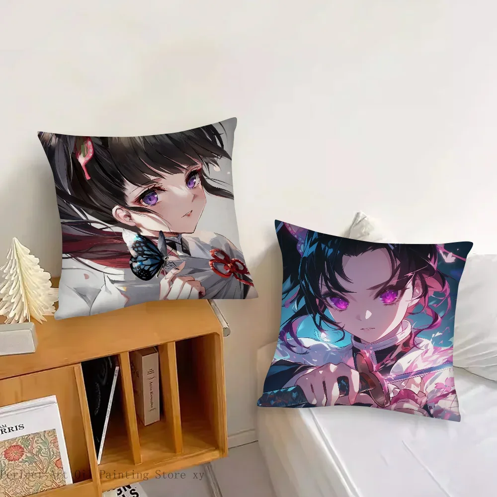 Anime Demon Slayer Kanao Tsuyuri Pillow Case Fashion Square Pillowcase Bedroom Sofa Room Ins Decoration Leisure Cushion Cover