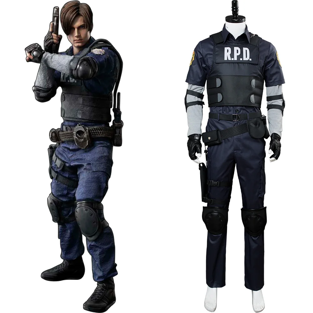 Anime Spiel Remake Leon Scott Kennedy Cosplay Kostüm voller Satz Fantasia Männer Halloween Karneval männliche Rolle Verkleidung Stoff