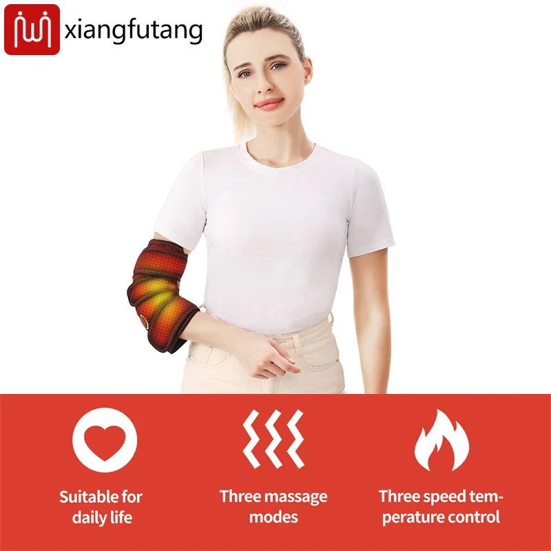 Massageador de cotovelo aquecido, 3 modos de massagem de aquecimento, serve para cotovelo, antebraço, sola, abdômen, alivia tendinite, tênis, cotovelo, dor muscular