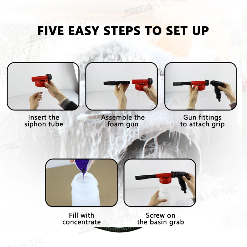 SEAMETAL 1L Adjustable Car Washer Foam Nozzle Car Washing Foam Gun Cleaning Tool Glove Pot Lance Water Soap Shampoo Sprayers view 5