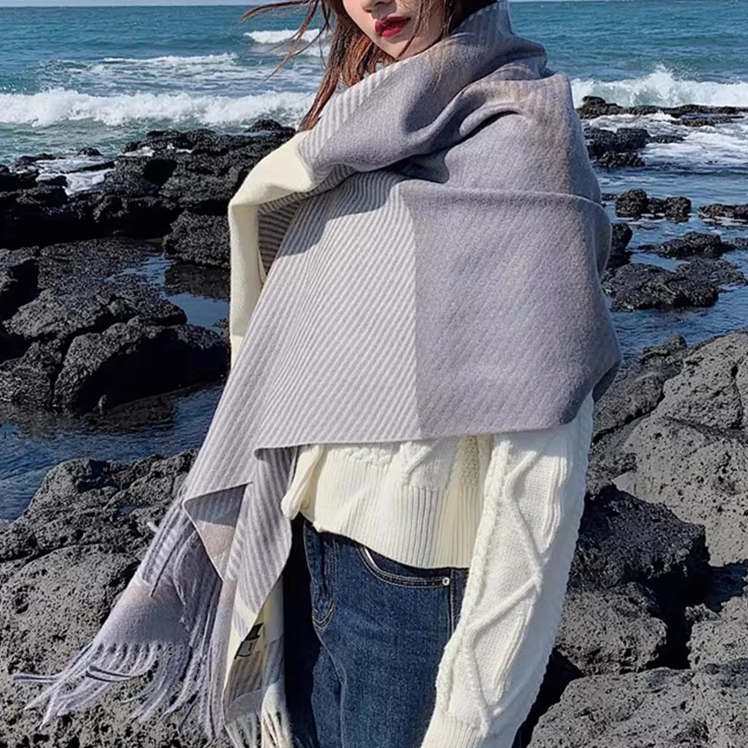 Fashion Unisex Multicolor Wool Tartan Scarf Women Warmer Cashmere Shawls And Wraps Ladies Long Plaid Wool Scarves Shawl Femme