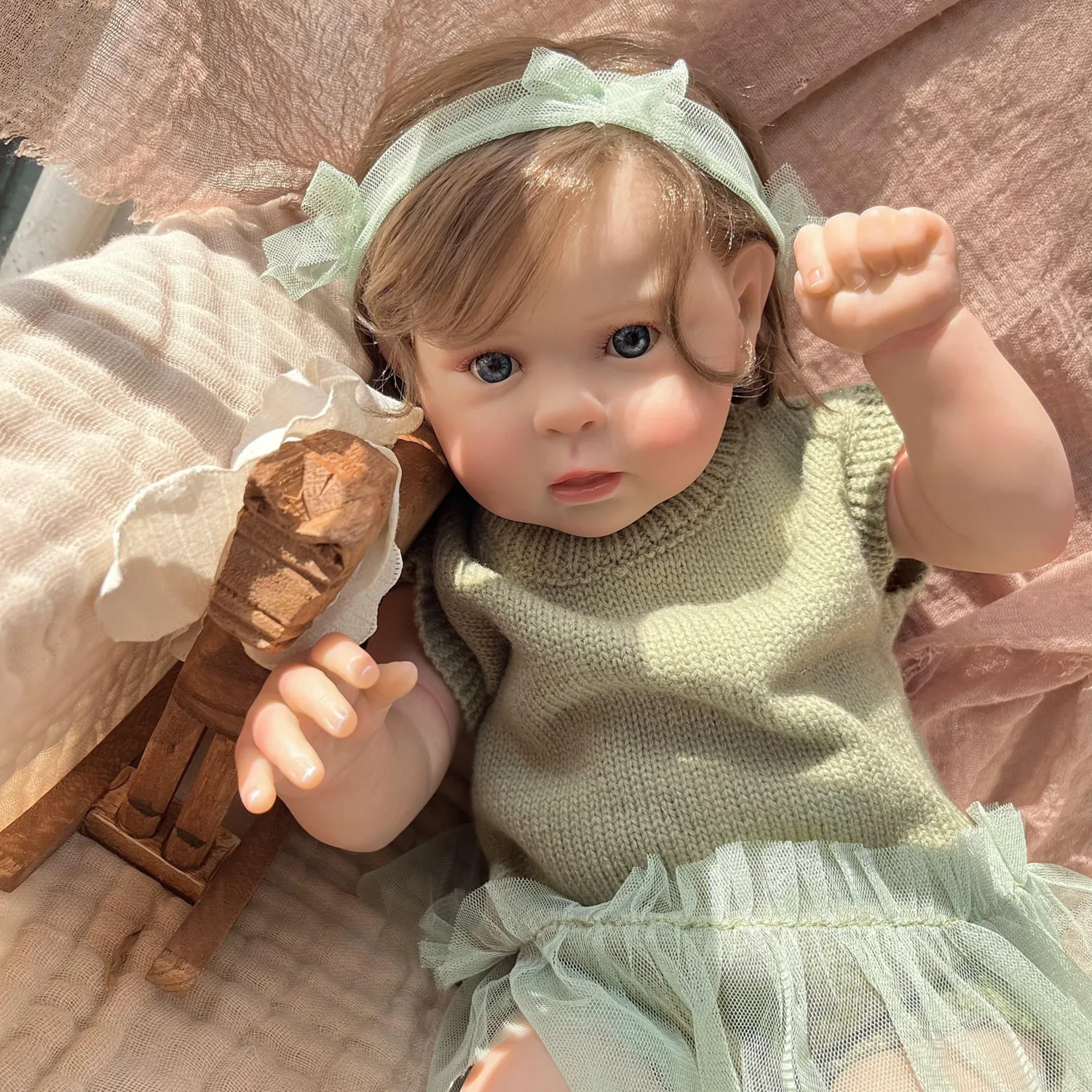 Poupée Bébé Reborn Réaliste BZDOLL 50 CM 20 POUCES Corps en Tissu Douce Jouet pour Fille Poupée à Peau 3D Adorable Princesse Tout-Petit Cadeau d'Anniversaire