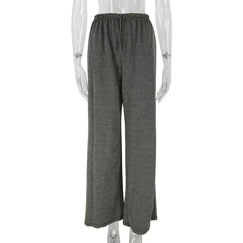 ファッショナブルなルーズストレートレッグスポーツパンツ、ハイウエストカジュアルパンツ、レディースワイドレッグパンツ、快適なロングパンツ