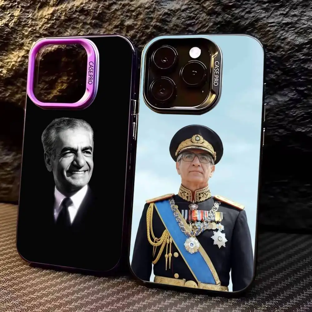 

M-Mohammad R-Reza P-Pahlavi Iran Phone Case For iPhone17,16,15,14,13,12,11 Plus,Pro Max Colored Silver Plated Inside Cover