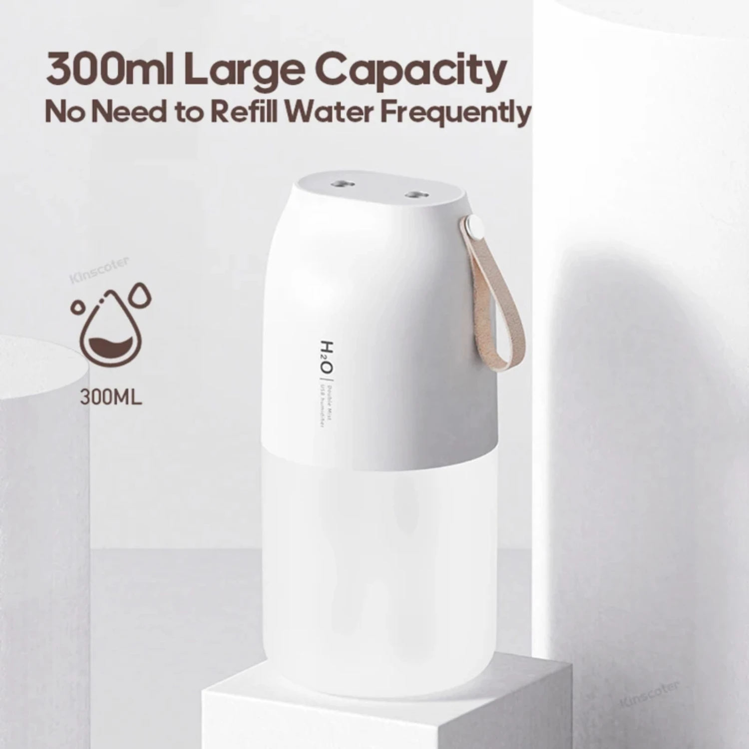 Nuevo humidificador de aire ultrasónico, moderno y versátil, con doble boquilla, ideal para el hogar, la Oficina y el spa. Capacidad de 300ml, batería de 2000mAh