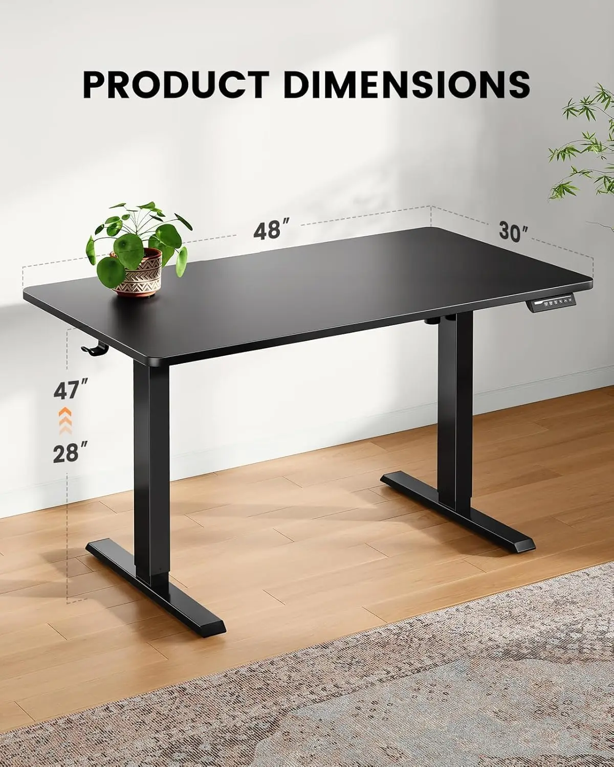 ErGear Whole Piece Standing Desk with 48x30 inch Desktop, Adjustable Stand Up Desk for Home Office, Electric Computer Desk