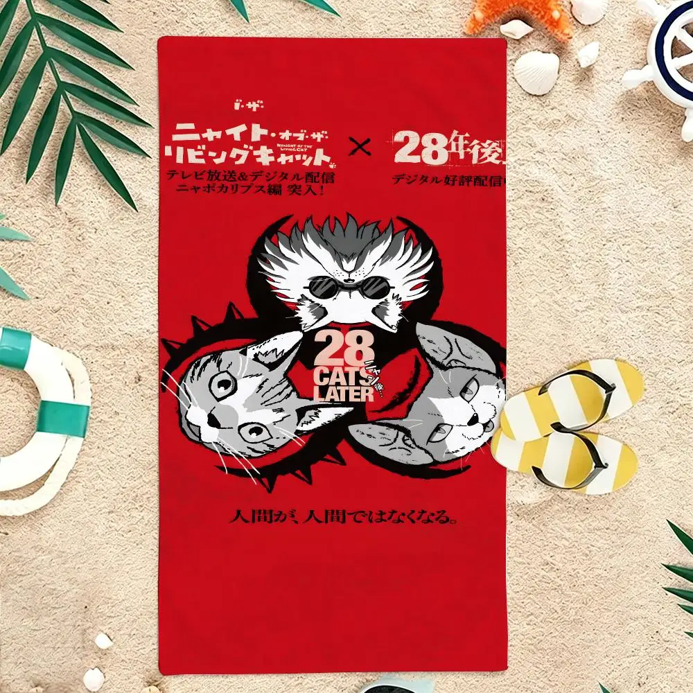 Horror Comedy Anime N-Nyaight of the Living Cat Towel Microfiber soft Beach Towel for Travel Fitness Sauna Bathing Camping