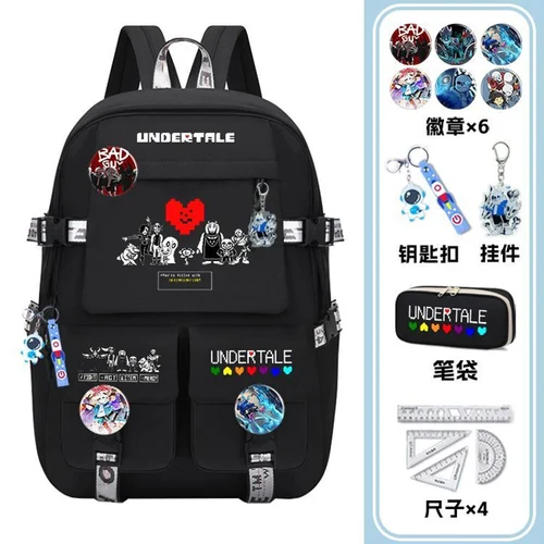Imagen 2 del producto 45 × 31 × 14 cm negro, Undertale Sans, Mochilas escolares para estudiantes, niños y adolescentes, Mochilas de Anime de gran capacidad, regalo para niñas y niños