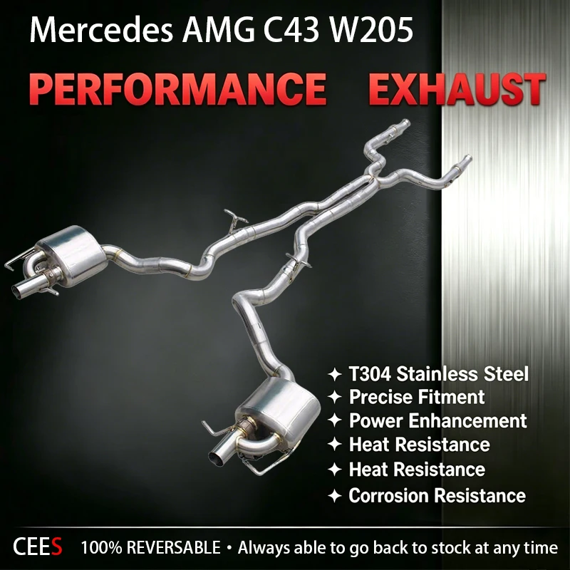 

CEES Catback Exhaust for Mercedes-Benz C43 AMG 3.0T 2019-2024 Racing Stainless Steel Exhaust Pipe Muffle with Valve