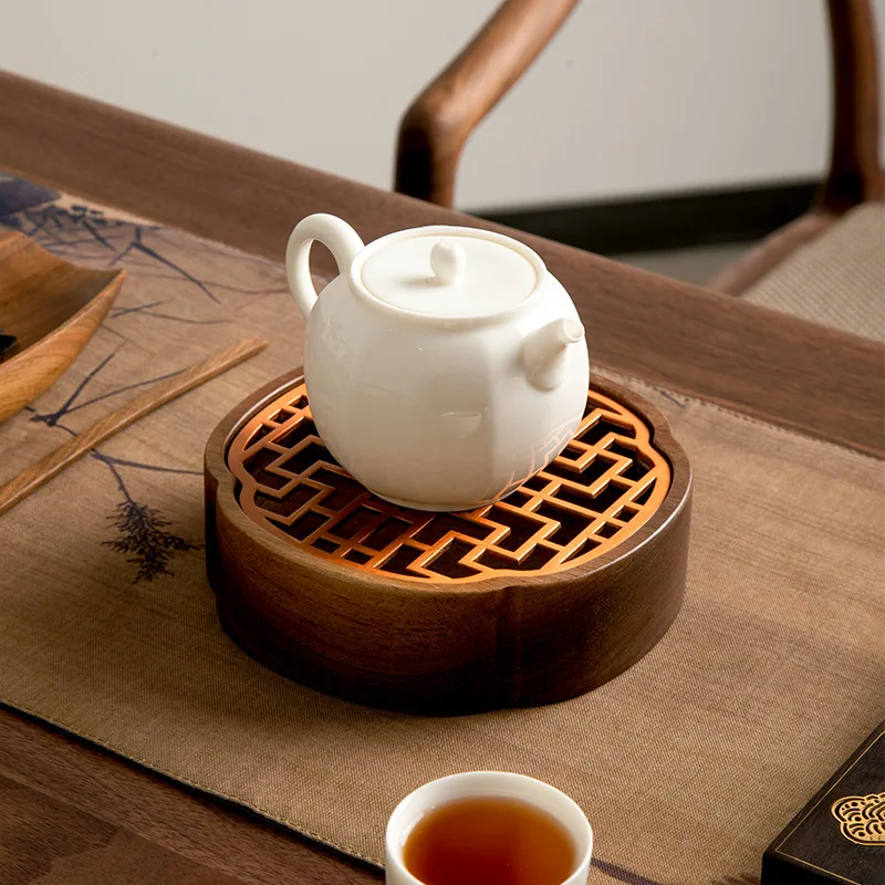 Walnut wood light luxury high-end coffee tray small tea set accessories water storage dry brewing table household tea tray