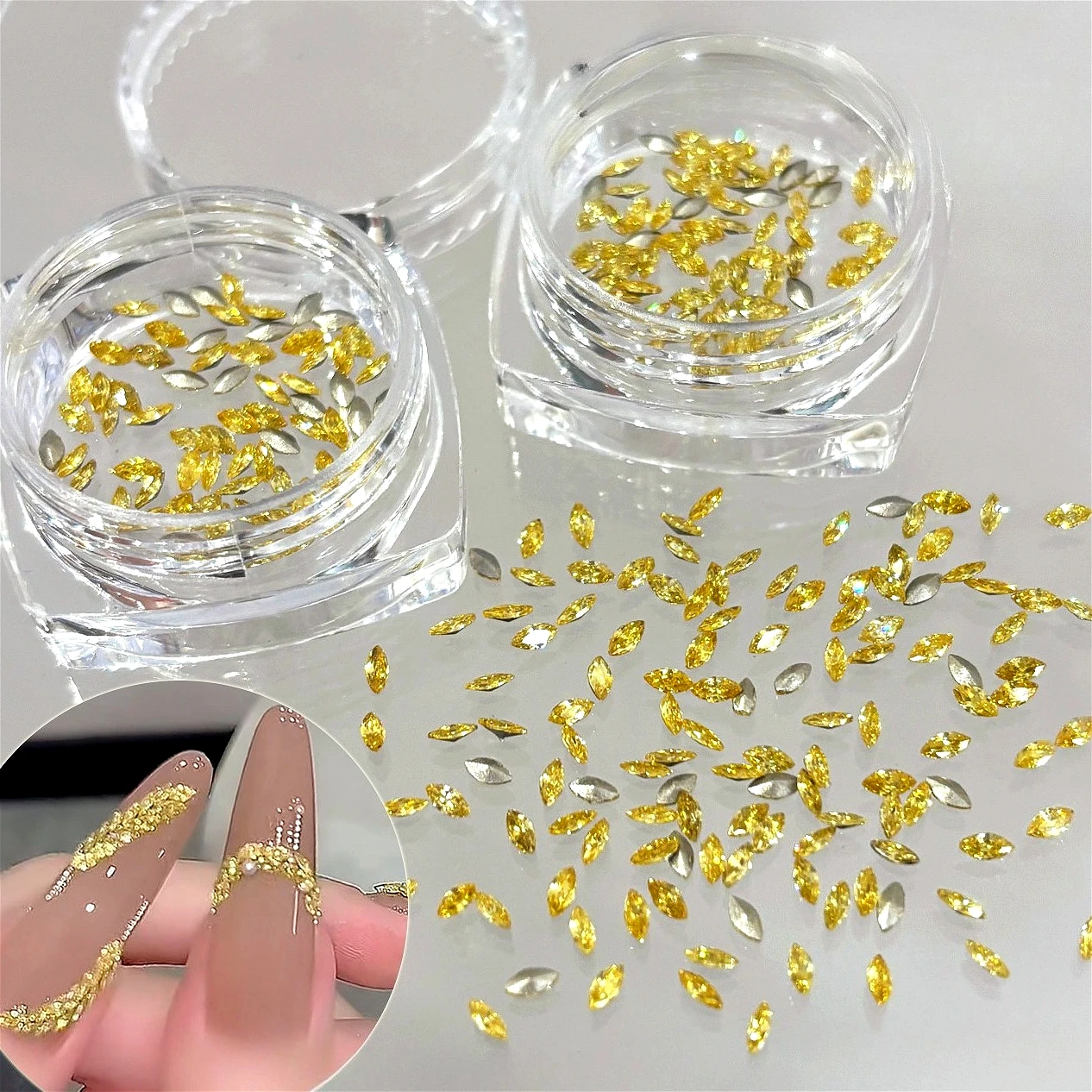 فلاش الراين لامعة الزركون الحصان العين الأذن من القمح تصميم كريستال ستار بريق مسحوق الترتر مسمار الفن اكسسوارات الزينة