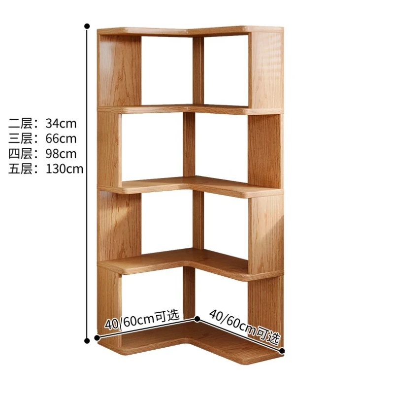 رف كتب زاوية من الخشب الصلب، رف أرضي مدمج على الحائط، خزانة كتب للأطفال في غرفة المعيشة، أثاث خزانة تخزين زاوية #6