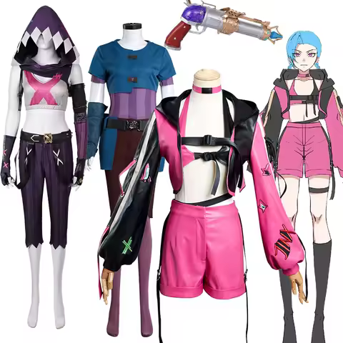 Arcane: LoL Jinx Cosplay Costume Pink Coat Shorts for Women Adult Outfits Halloween Carnival Party Suit