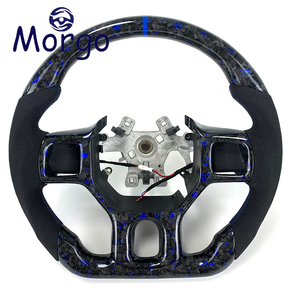 

Дизайн автомобиля в стиле для Dodge Ram 2008-2018 Challenger, светодиодный дисплей, синий кованый руль из углеродного волокна, автомобильный интерьер