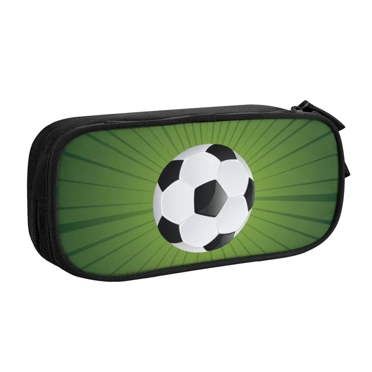 Custom Soccer Ball On Rays Pencil Cases for Boys Gilrs Large Storage Sport Pen Box Bag School Supplies