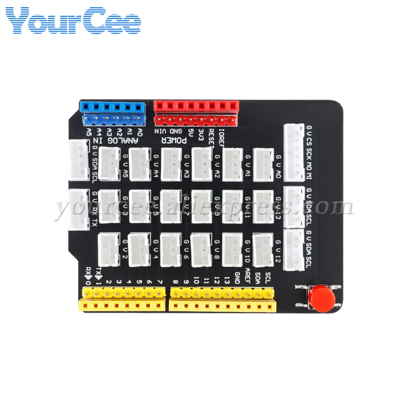 Sensor Shield Adapter Plate Expansion Board Module For Arduino UNO R3 with Reset Button IIC I2C UART PH2.0 Port  DIY Electronic