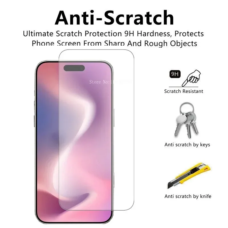 4PCS Tempered Glass For iPhone 16 15 13 12 11 14 Pro Max Screen Protector for iPhone X XR XS Max 14 15 16 Plus Protective Film