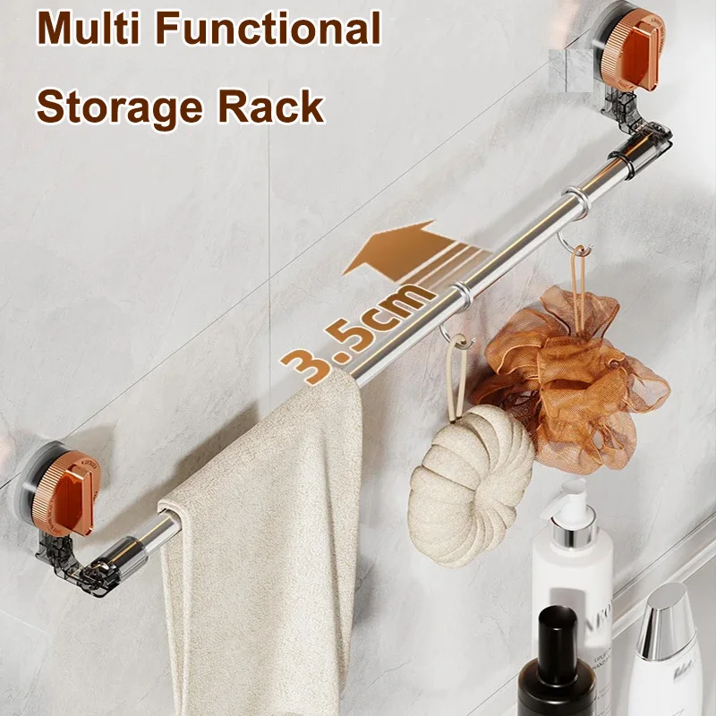 

Suction Cup Bathroom Hand Towel Rack Towel Holder Wall Mount No Drill Mount 60/120cm Towel Bar Towel Rag Shelf Hanger
