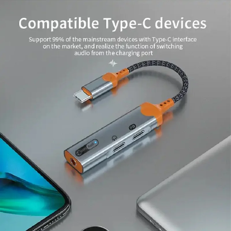 3in1 Headphone Converter USB Type-C to 3.5mm/Dual Earphone Aux Adapter 32Bit/384KHz DAC Audio For Phone IPad Pro Samsung