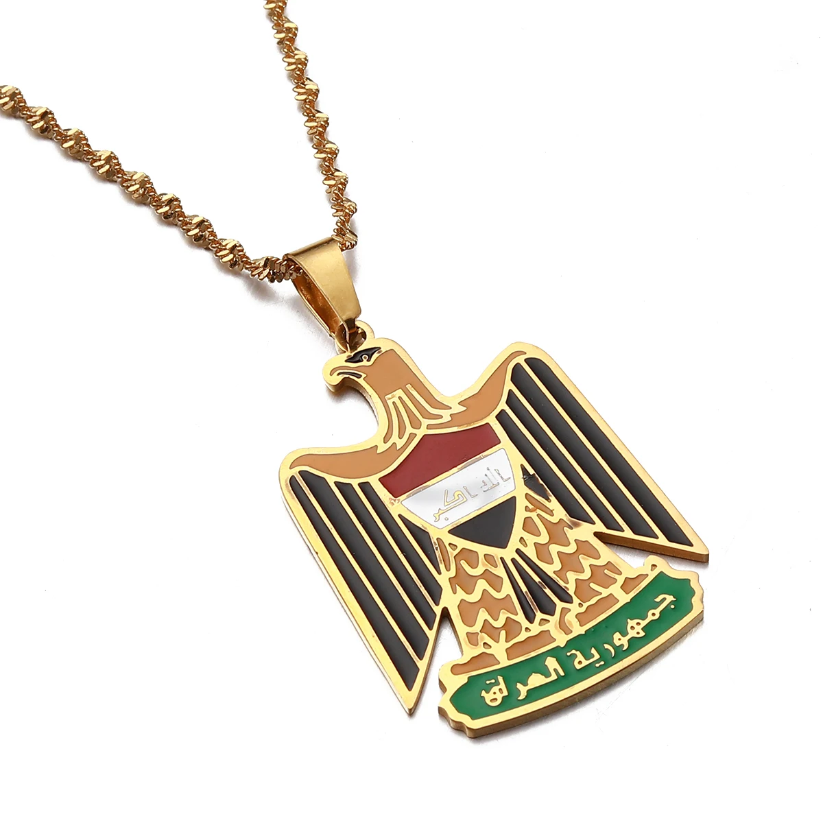 Stainless Steel Republic Of Iraq Pendant Necklaces Jewelry Charms Iraqi Chain Necklace