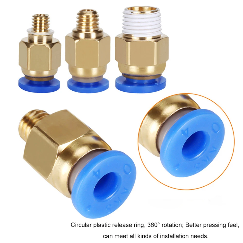 Brass Pneumatic Connectors with External Thread Pneumatic Connector For Feeding Distal J-Head R Helix Connector For 3D Printer