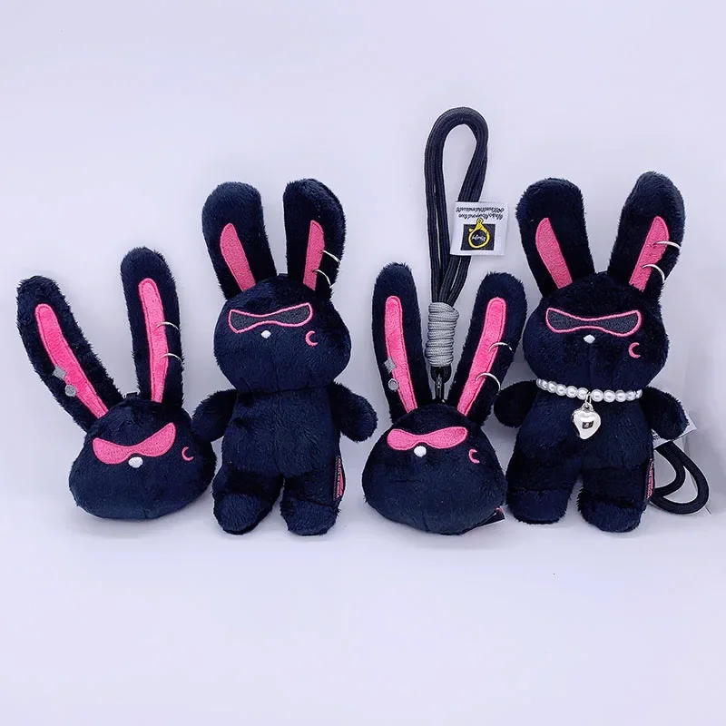 19cm Kpop MITO Keychain Plush Doll ATEEZ Bag Pendant Black Rabbit Backpack Pendant Toy Long Ear Rabbit Car Hanging Bag Accessory