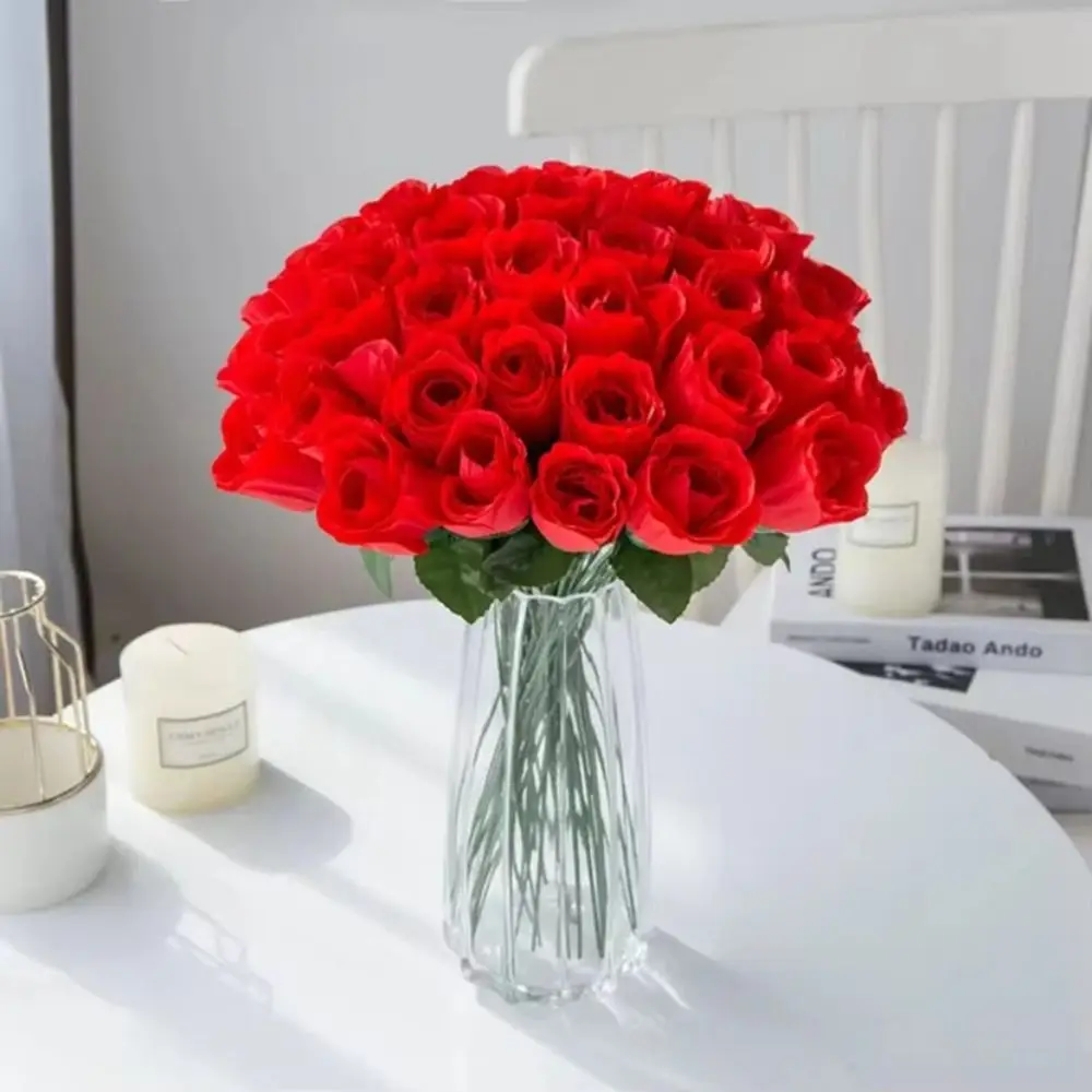 

10Pcs Fashion Wedding Wreath Red Roses Bouquet Silk DIY Simulated Flowers Landscape Artificial Rose Flower Wedding Arrangements
