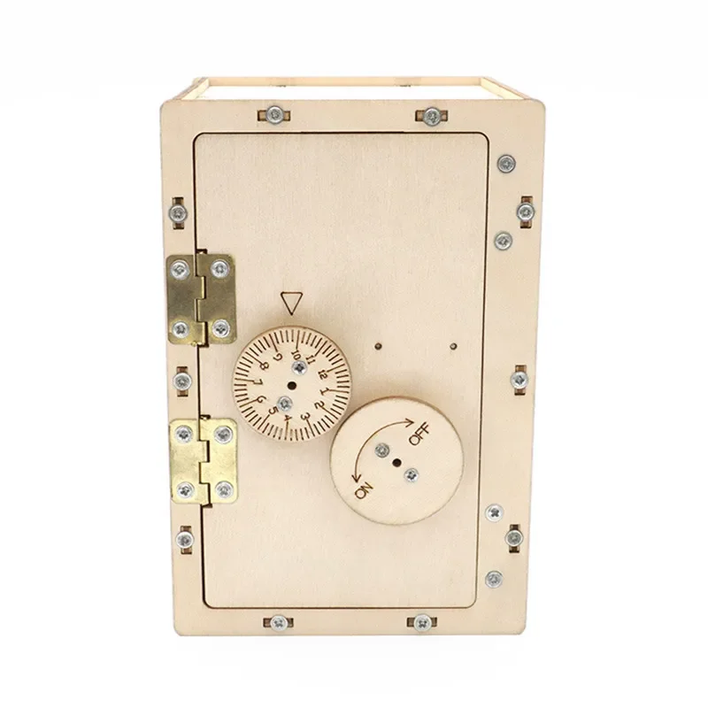 DIY Wooden Password Box for Kids Assembling Manual Machine Code Box Mechanical Lockbox Science Experimental Money Financial Toys