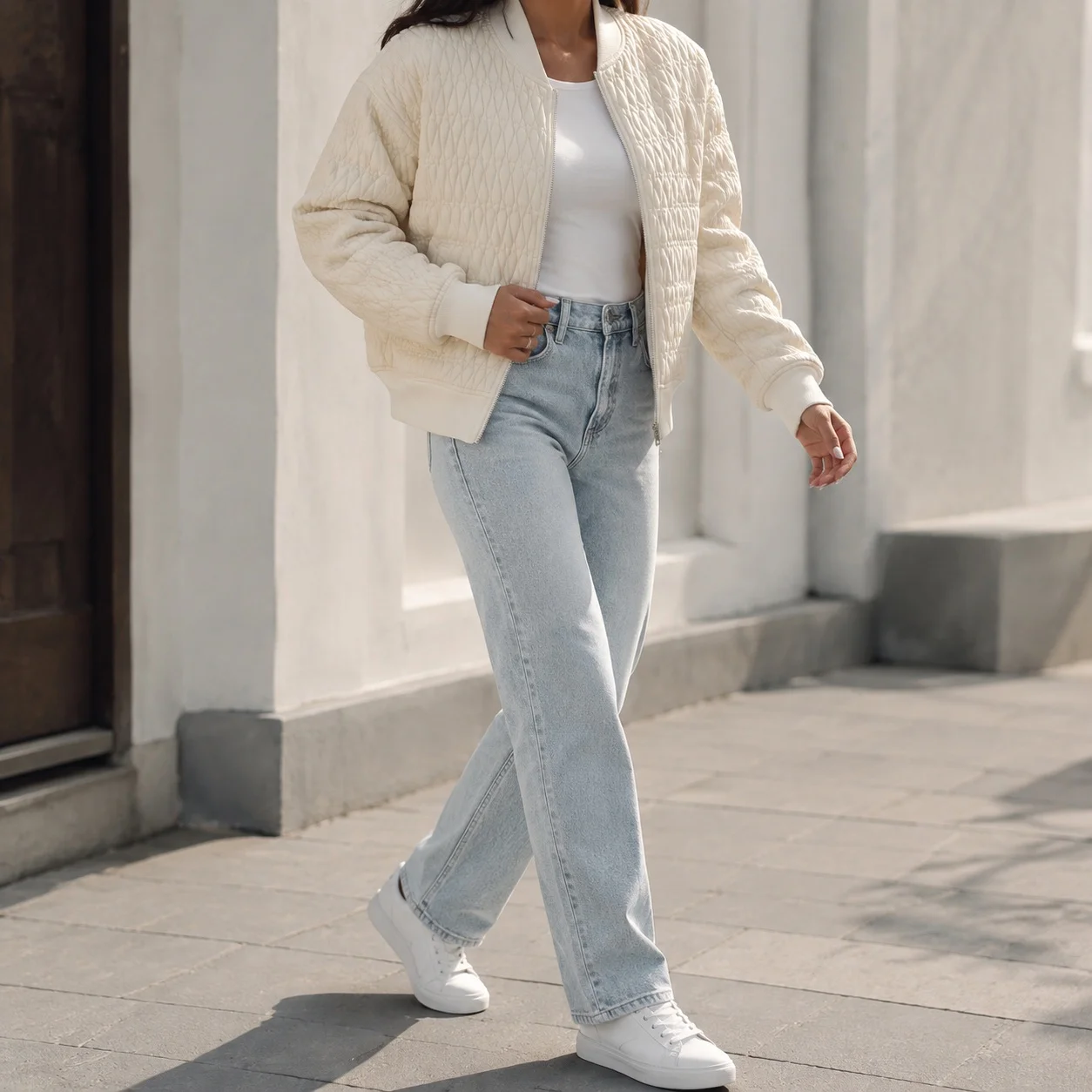 Long Sleeve Zipper Coat Cropped Private Celebrity Style with Yujie Style Stand Collar Slim Fit Regular Sleeve Women Jacket